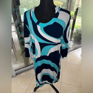 Escapada Blue Length Dress Flare Sleeves Sz L